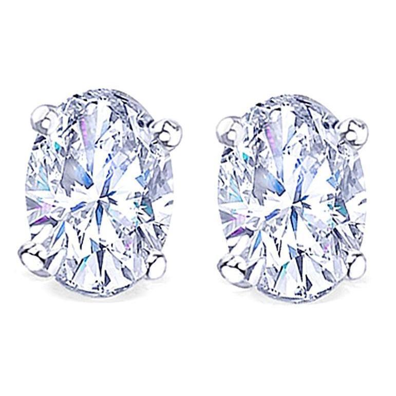 0.70 Ct. Brincos de diamante com corte oval em ouro branco 14K - harrychadent.pt