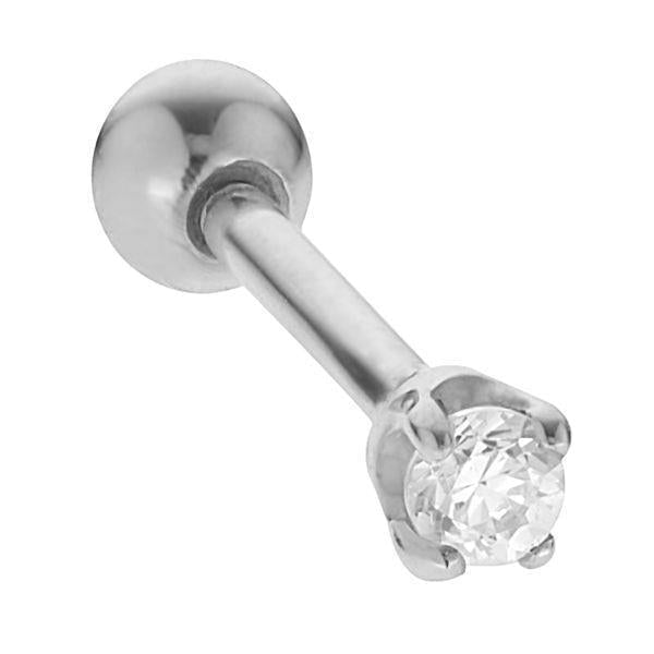 Brinco redondo de ouro branco 14K com pino redondo de 0,75 quilates e ouro branco novo - harrychadent.pt