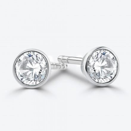 Conjunto de moldura de ouro branco 14K com corte redondo de diamante de 0.90 quilates feminino - harrychadent.pt