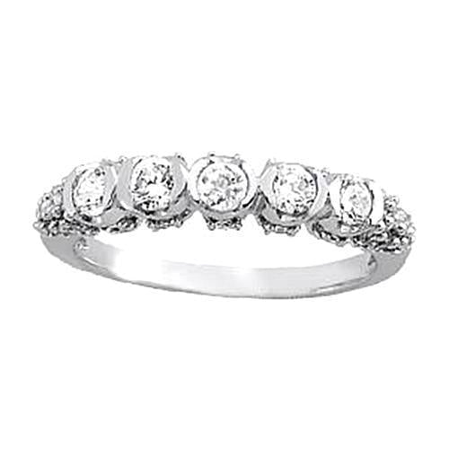 Conjunto de moldura de diamante de 1 quilate Faixa de noivado ouro branco 14K - harrychadent.pt