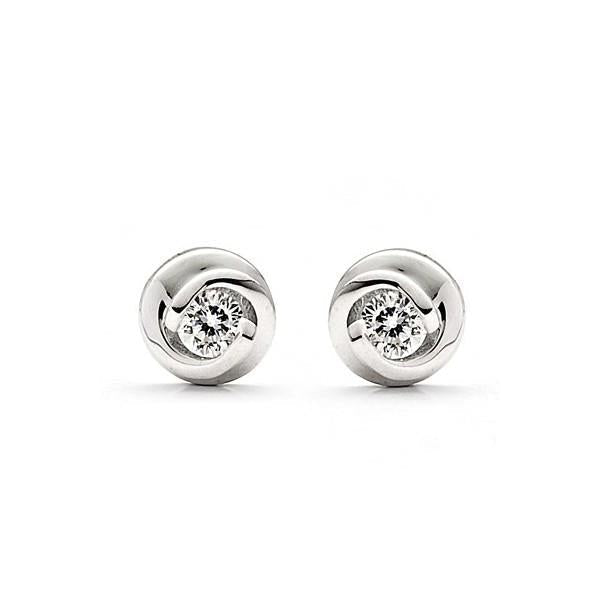 Brinco de diamante redondo feminino de 1 quilate em ouro branco 14K joias finas - harrychadent.pt