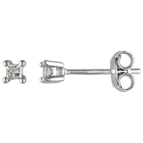 Orecchino a bottone da donna con diamante taglio principessa da 1 carato in oro bianco 14K - harrychadent.pt