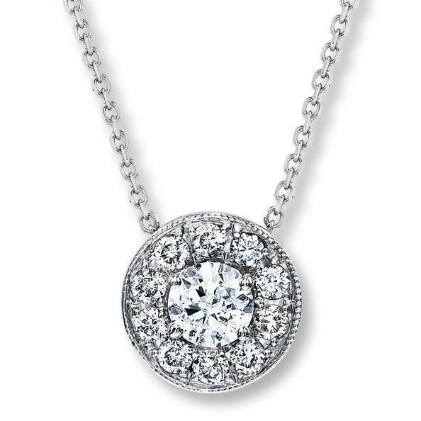 Colar de pendente de diamante redondo de 1 quilate em ouro branco 14K - harrychadent.pt
