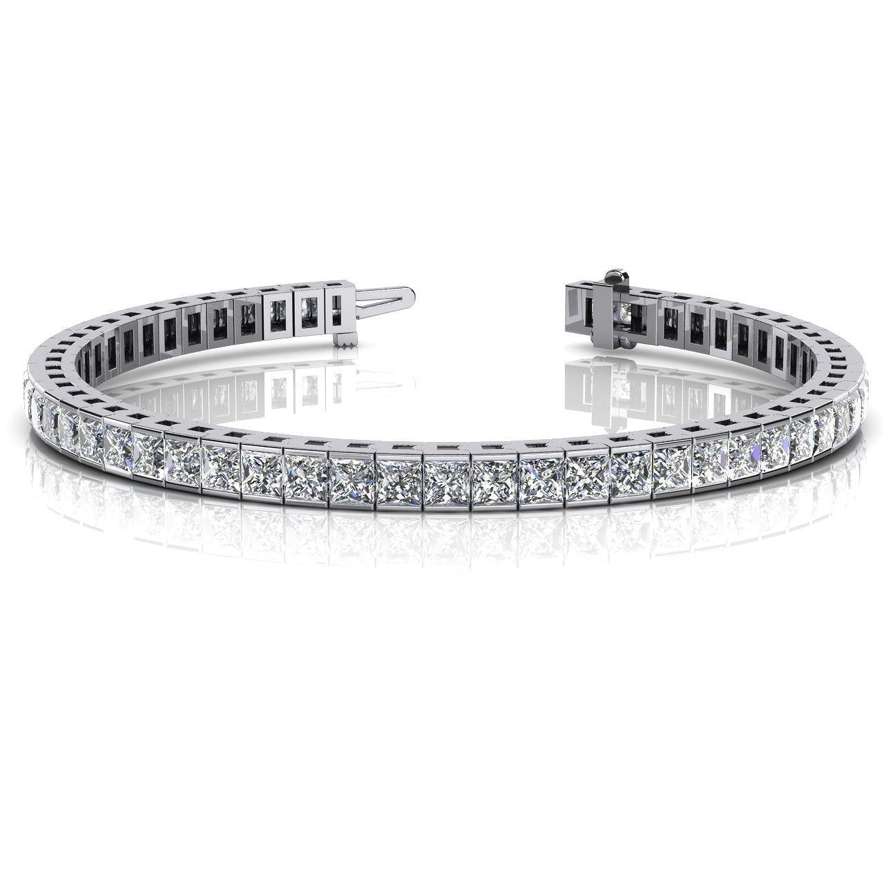 Pulseira de tênis de diamante de corte princesa 14 ct joias de ouro branco sólido - harrychadent.pt