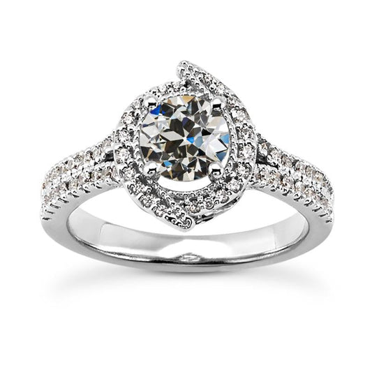 Anel Halo de ouro 14K redondo antigo diamante europeu de 3 quilates - harrychadent.pt