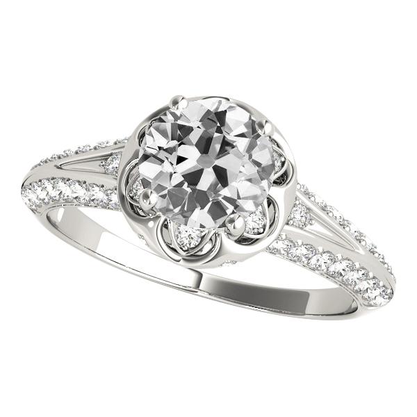 Anel de ouro de ouro 14K redondo antigo minerador de diamante conjunto de 6 quilates - harrychadent.pt