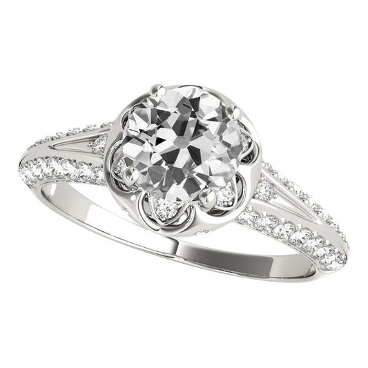 Anel de ouro de ouro 14K redondo antigo minerador de diamante conjunto de 6 quilates - harrychadent.pt