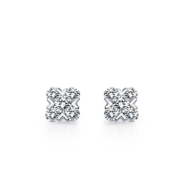 Brincos de pino redondo de diamante com corte redondo em ouro branco 14K 4 quilates novos - harrychadent.pt