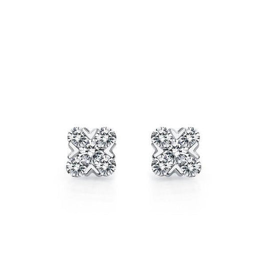 Brincos de pino redondo de diamante com corte redondo em ouro branco 14K 4 quilates novos - harrychadent.pt