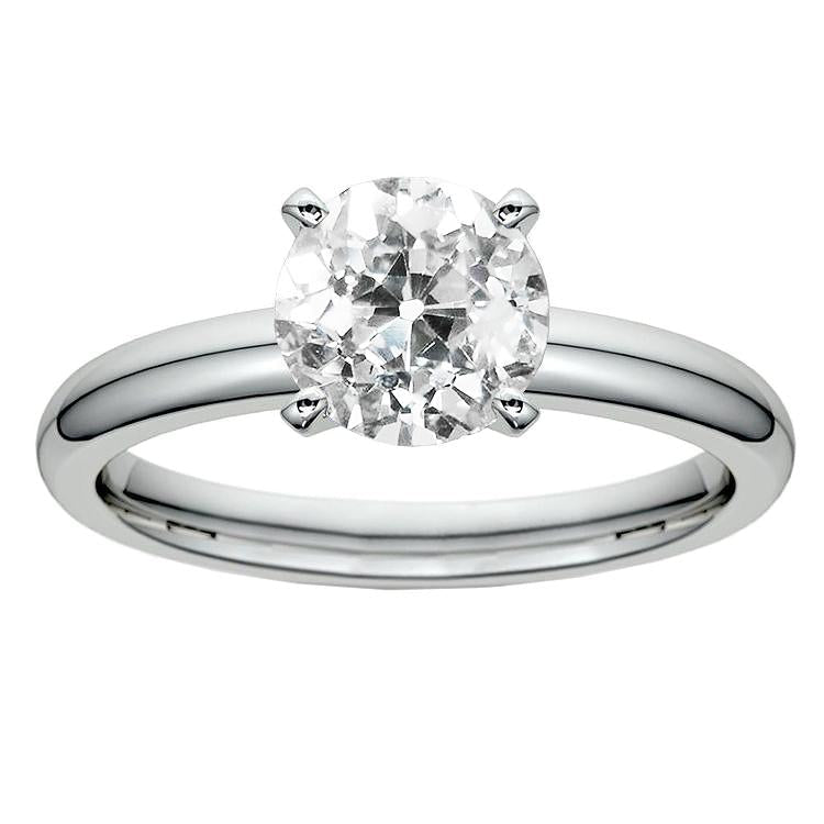 Diamante de ouro branco 14K redondo com lapidação de mina antiga 2.50 quilates - harrychadent.pt