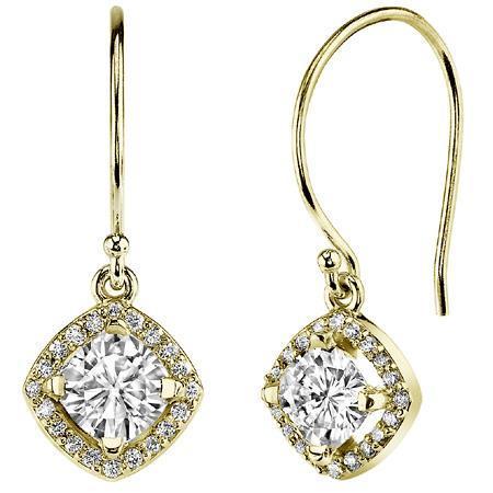 Brincos pendentes em ouro amarelo 14K 2.70 quilates com lapidação redonda - harrychadent.pt