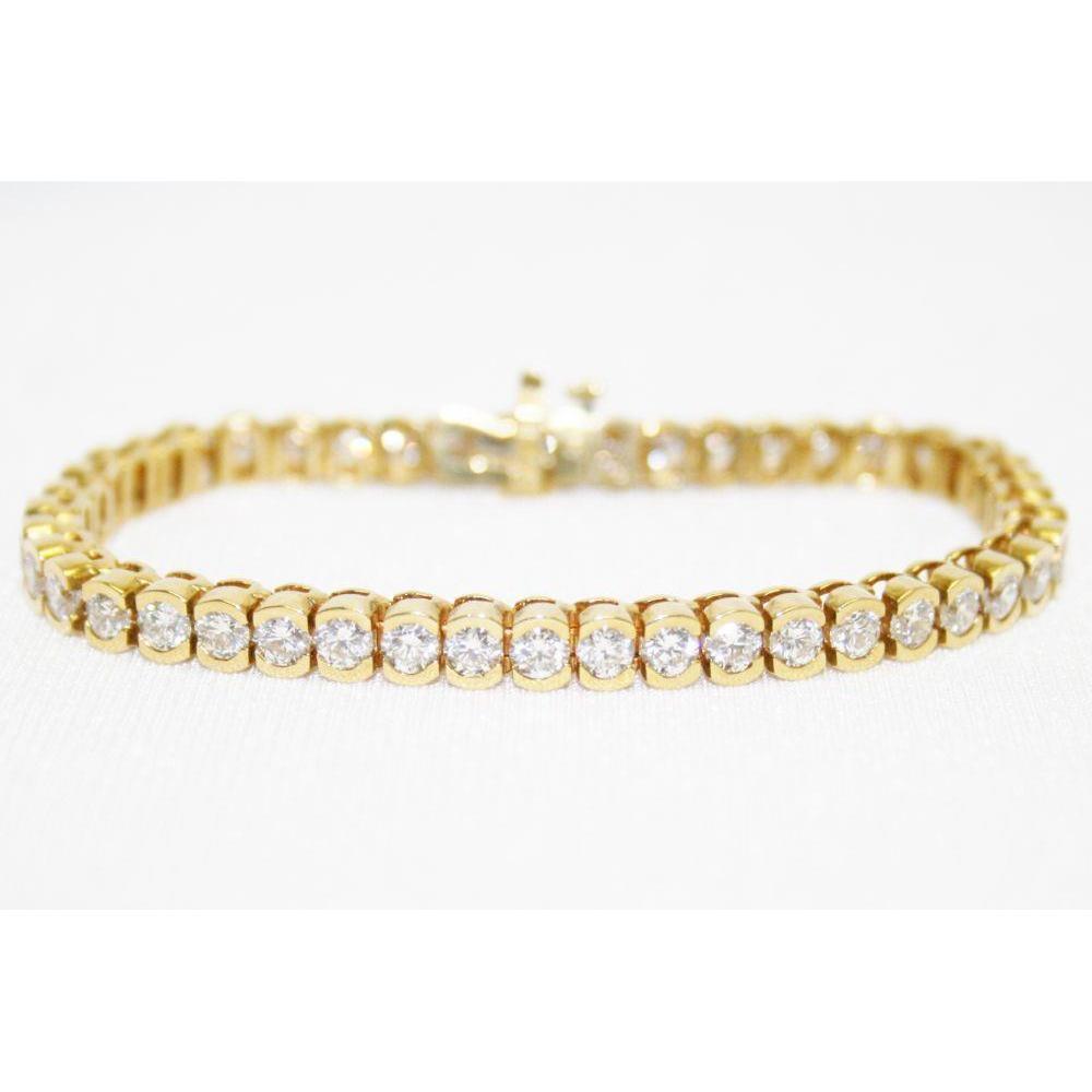 Pulseira de tênis de 9 quilates em ouro amarelo 14K redondo para senhoras e diamantes joias - harrychadent.pt
