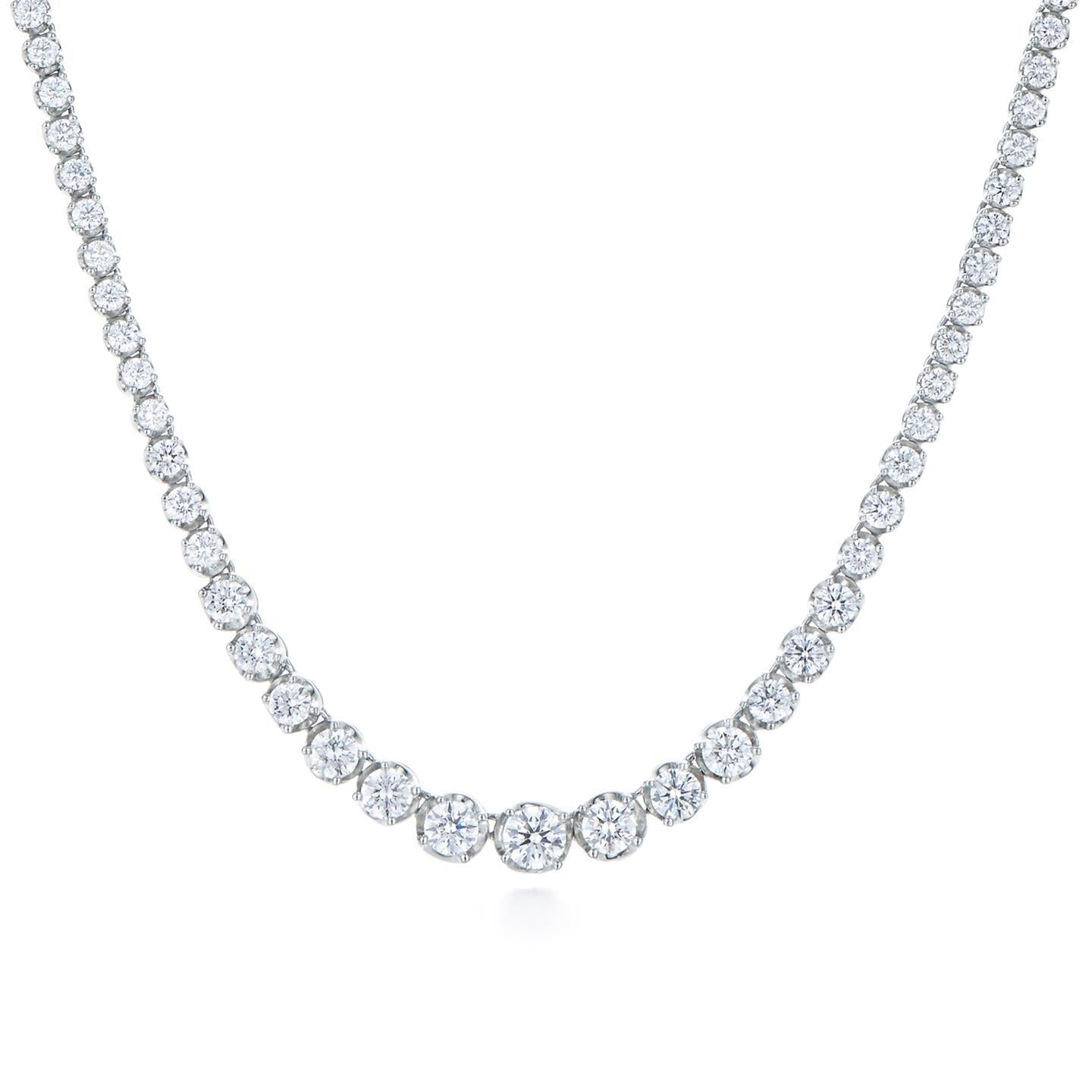 Colar de senhora de diamantes espumantes com corte redondo de 15 ct em ouro branco 14K - harrychadent.pt