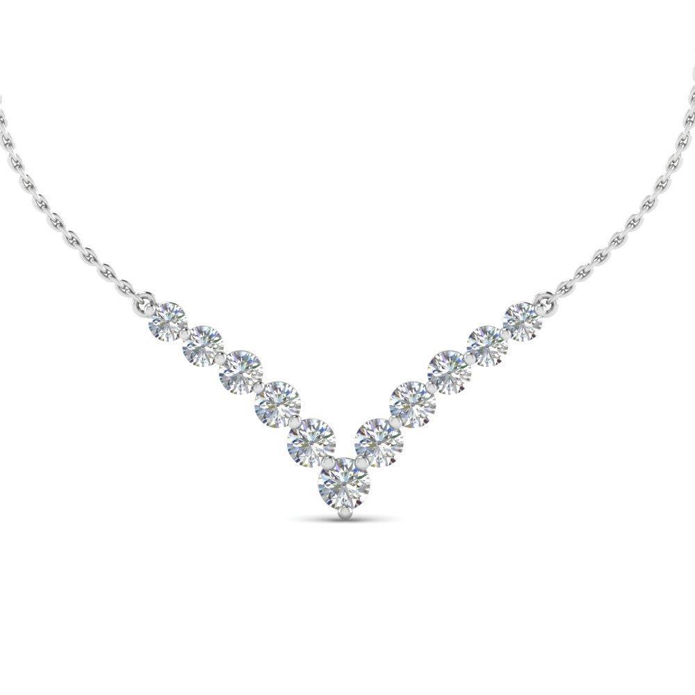 Colar feminino de diamantes de corte redondo 15 ct espumante e ouro branco 14K - harrychadent.pt