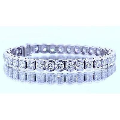 Pulseira de tênis de diamante redondo de 16.45 quilates em ouro branco 14K - harrychadent.pt