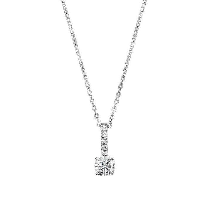 Conjunto de pontas de 1.05 ct colar de diamante redondo pingente de ouro branco 14K - harrychadent.pt