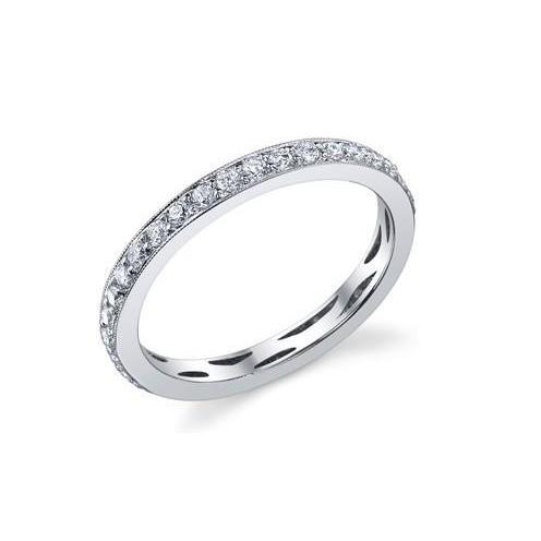 Faixa de aniversário de diamantes redondos deslumbrantes de 1.20 ct em ouro branco 14K - harrychadent.pt