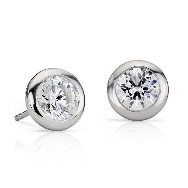 Conjunto de moldura de 1.3 ct Solitaire redondo de diamante com pino de ouro branco 14K - harrychadent.pt