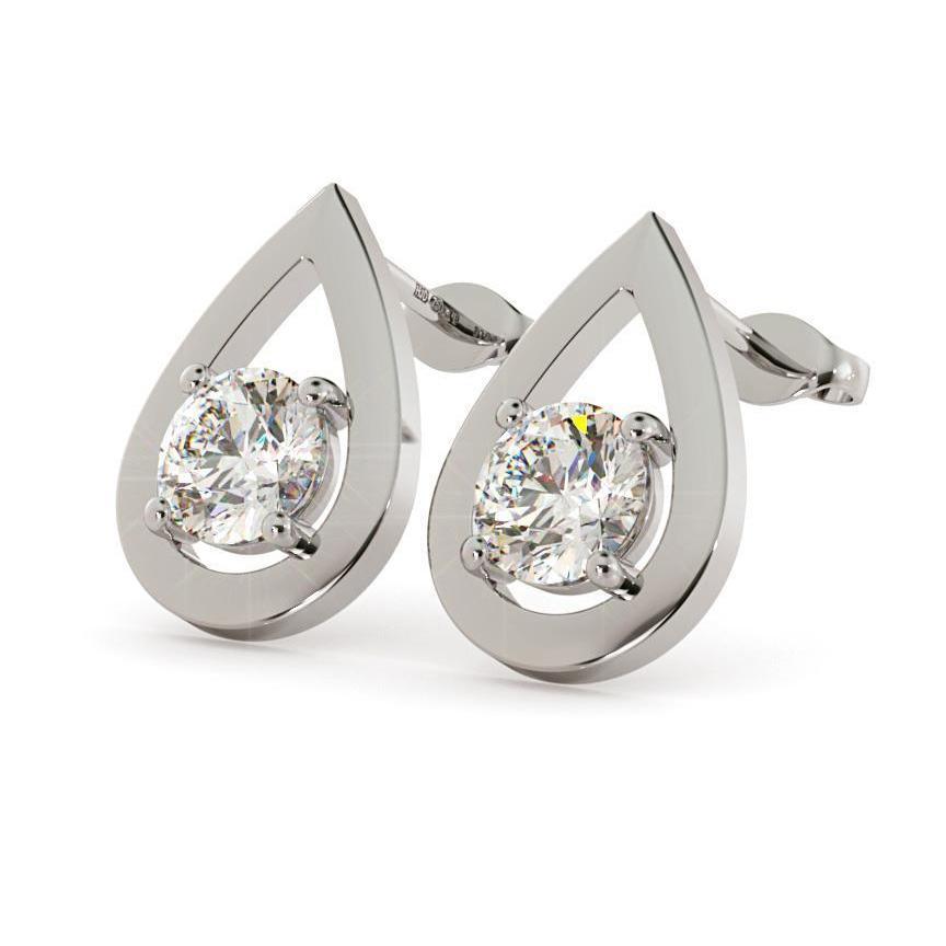 Brinco de diamante redondo de 1.3 ct em ouro branco 14K - harrychadent.pt