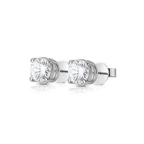 Brinco de diamante redondo de 1.30 quilates em ouro branco 14K - harrychadent.pt