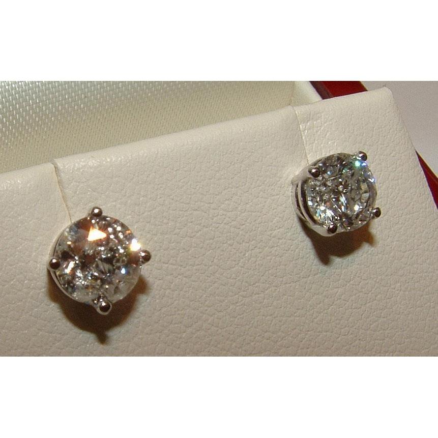 Brinco de ouro branco de ouro branco com diamantes redondos 1.30 Ct F Vs1 - harrychadent.pt
