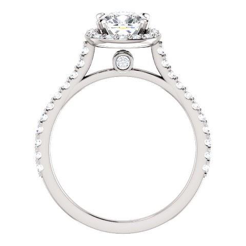 Almofada de halo de 1.35 ct e aliança de diamante redondo em ouro branco 14K - harrychadent.pt