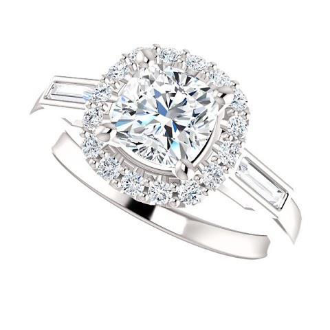 1.40 quilates Halo Diamond Anel de noivado 3 Stone White Gold 14K - harrychadent.pt