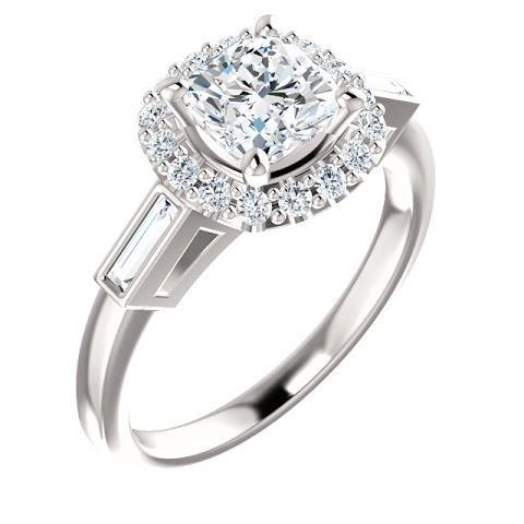 1.40 quilates Halo Diamond Anel de noivado 3 Stone White Gold 14K - harrychadent.pt