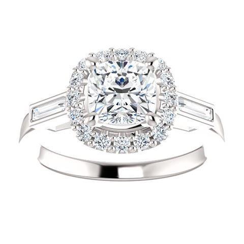 1.40 quilates Halo Diamond Anel de noivado 3 Stone White Gold 14K - harrychadent.pt