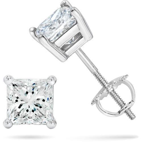 Conjunto de pinos de corte Princesa 1.5 ct de diamante com pino e ouro branco 14K - harrychadent.pt