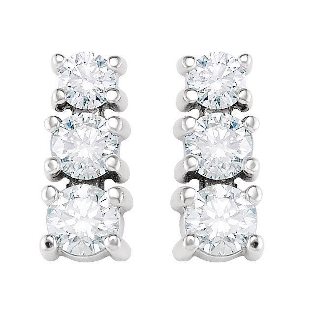 Brincos de diamante com três pedras de 1.5 ct e ouro branco 14K - harrychadent.pt