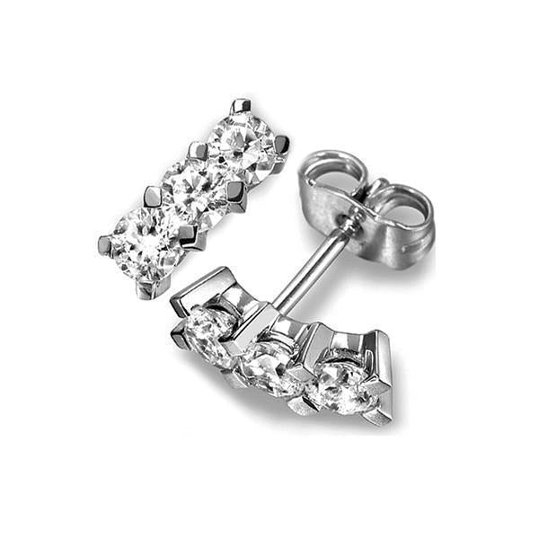 Brincos de diamante redondo com três pedras de 1.5 ct - harrychadent.pt