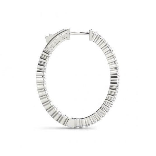 Brincos de argola de diamantes brilhantes redondos de 1.50 quilates em ouro branco 14K novos - harrychadent.pt