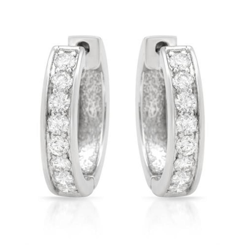 1.50 quilates de diamante redondo feminino brinco argola ouro branco 14K - harrychadent.pt