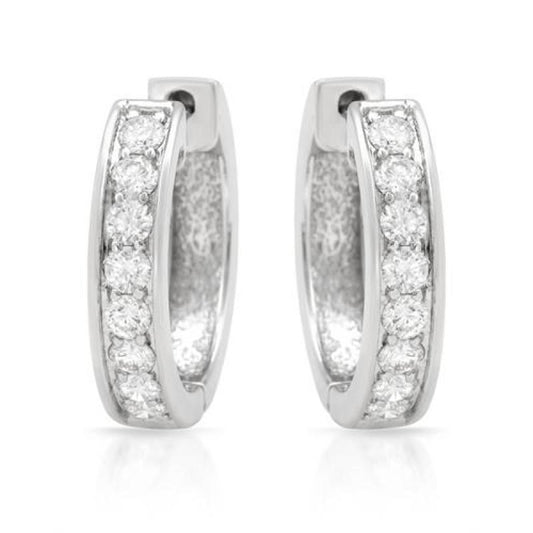 1.50 quilates de diamante redondo feminino brinco argola ouro branco 14K - harrychadent.pt