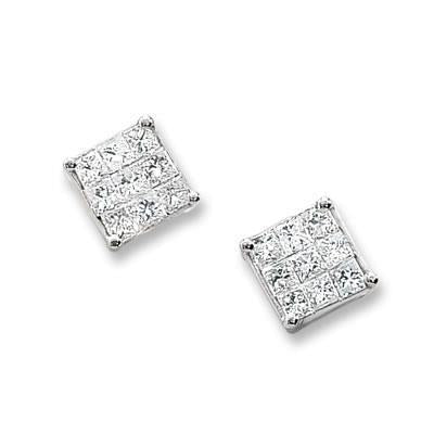 Brinco Princesa Diamante de 1.80 quilates em ouro branco 14K - harrychadent.pt