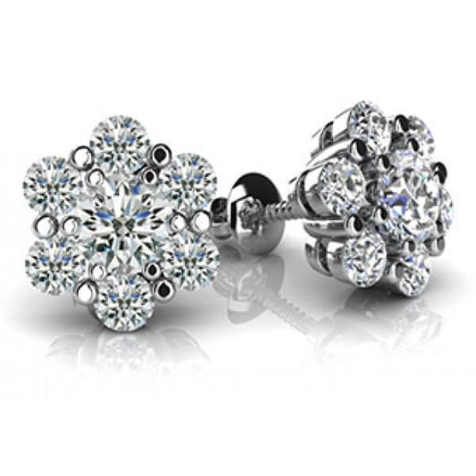 Brinco com pino de diamante de corte brilhante de 1.80 ct ouro branco 14K - harrychadent.pt