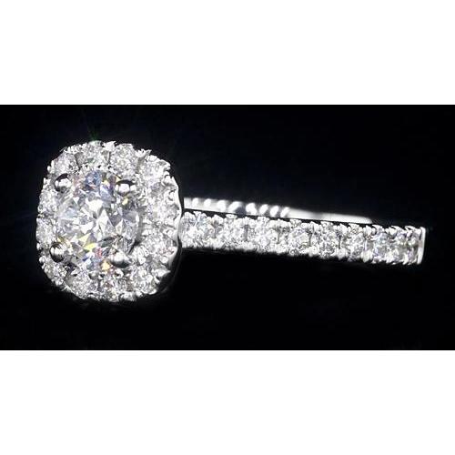 1.84 Carats Halo Setting anel de noivado ouro branco 14K - harrychadent.pt