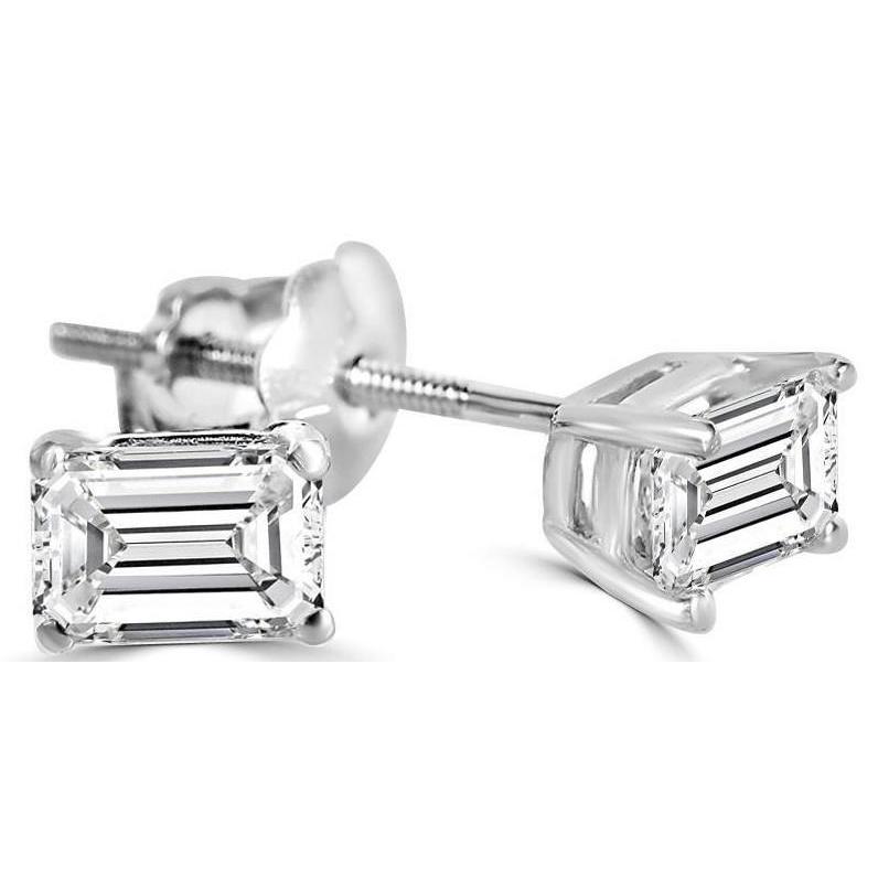 2 quilates Solitaire Emerald Cut Diamond com pino e ouro branco - harrychadent.pt