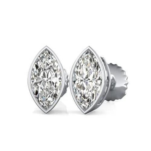 Conjunto de moldura de 2 quilates Marquise Cut Stud diamante feminino brinco de ouro - harrychadent.pt