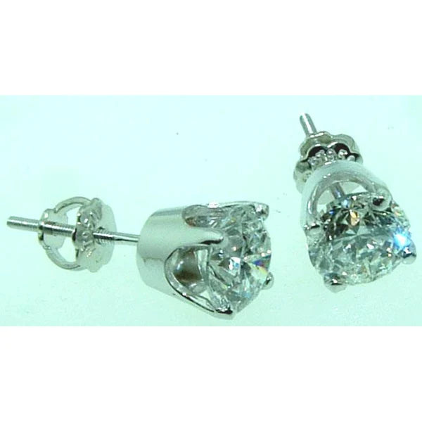 Brincos de diamante de 2 quilates com cravação de coroa joias femininas redondas