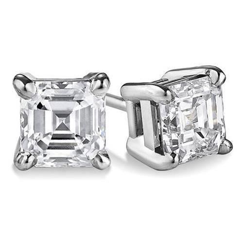 Conjunto de quatro pontas com 2 quilates de diamante com corte Asscher e ouro branco - harrychadent.pt