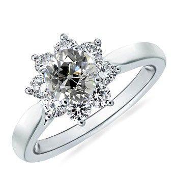 2 quilates Halo redondo antigo mineiro anel de diamante em estrela estilo ouro 14K - harrychadent.pt