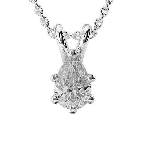 Solitário de diamante com corte de pêra de 2.00 quilates e ouro branco 14K joias - harrychadent.pt
