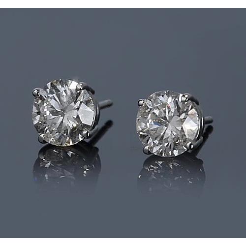 Brincos de diamante redondo com pino de 2 quilates - harrychadent.pt