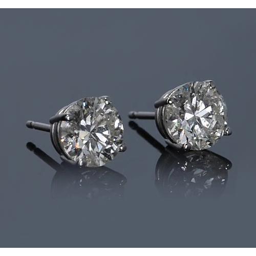 Brincos de diamante redondo com pino de 2 quilates - harrychadent.pt