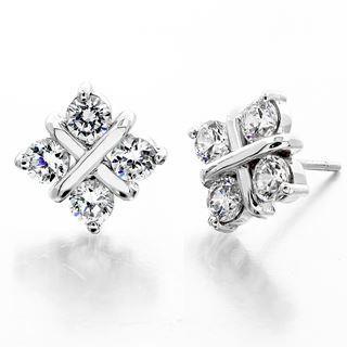 Par de brinco de diamante de 2 quilates rodada 4 de pedra em ouro branco 14K - harrychadent.pt