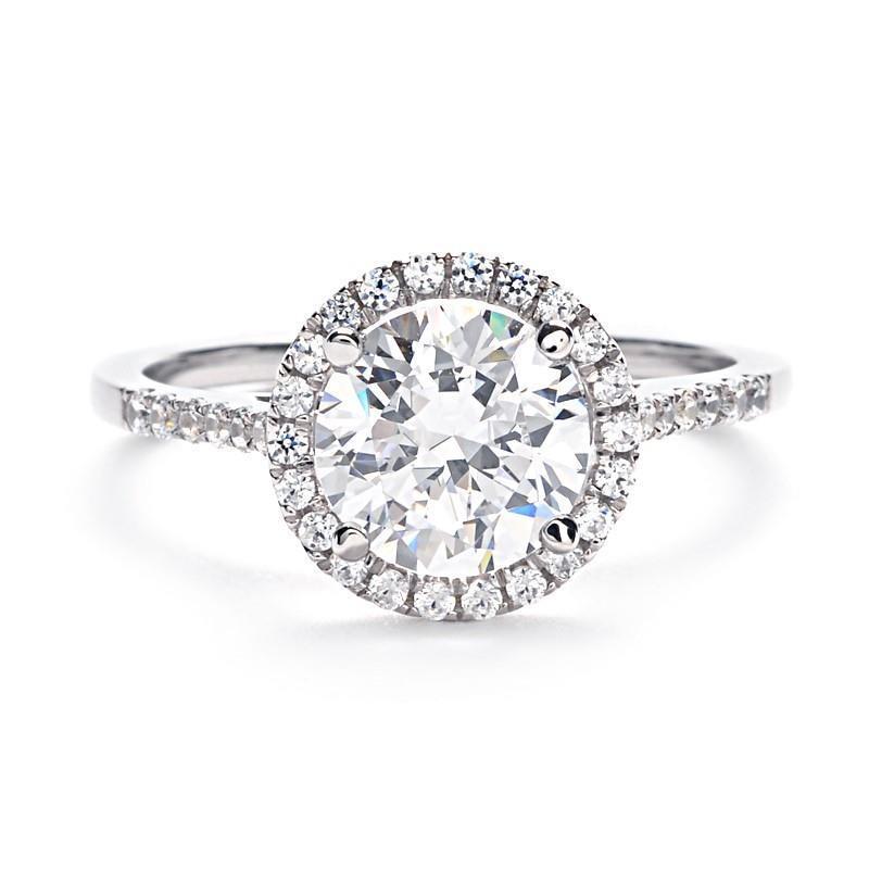 Anel de diamante redondo de 2 quilates Halo em ouro branco - harrychadent.pt