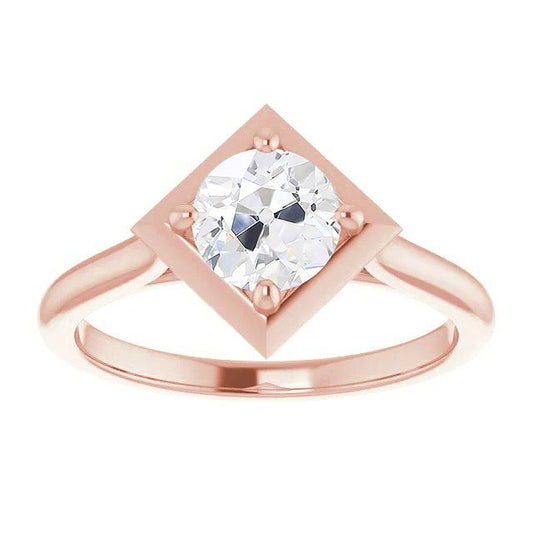 2 quilates Solitaire Ring Old Mine Cut Diamond Kite Style Joias - harrychadent.pt