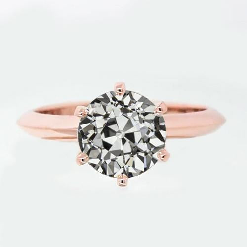 Conjunto de 6 pontas de diamante europeu redondo antigo anel solitário de 2 quilates - harrychadent.pt